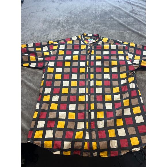 Zip Code 1992 Shirt Mens Large Multi colored disco Button Front Long Sleeve - Picture 1 of 6